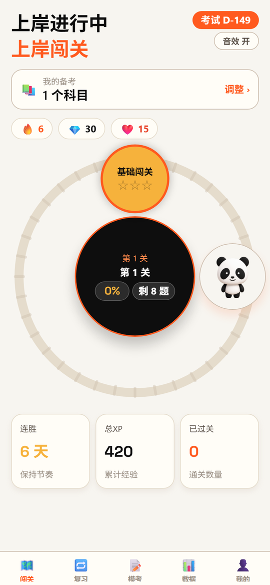 闯关做题界面